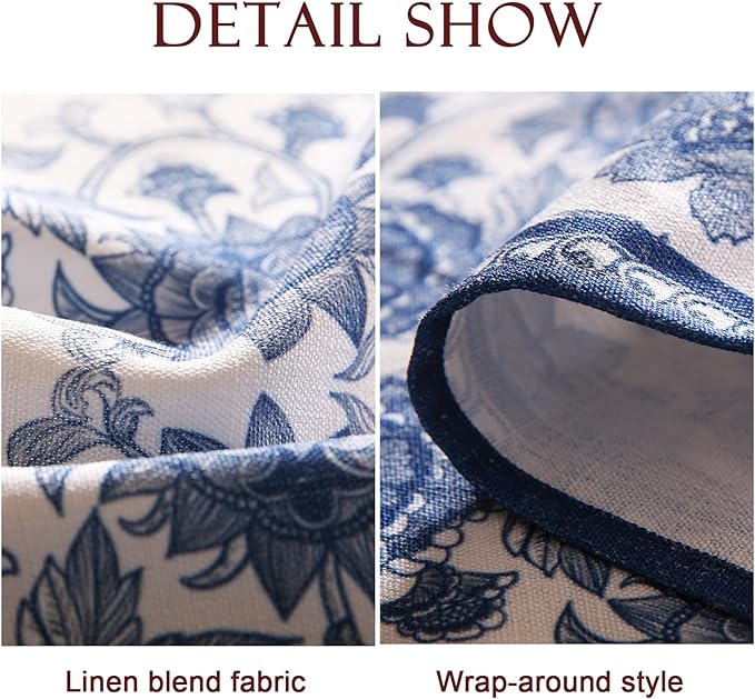 patdrea Designer Blue Tablecloth for Round Tables,Vintage Elegant Linen with Paisley Floral Pattern Tablecloths,Farmhouse Flower Table Cover Cloth Decor for Kitchen Dining Christmas,Diameter 67"