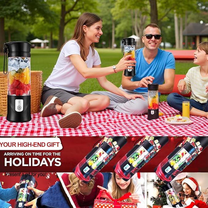 Mini Portable Blender For Shakes and Smoothies,Personal Size Juice Mixing，Leakproof-Lid, Compact, USB-C Rechargeable, Crodless, Convenient for Kitchen, Home, Travel