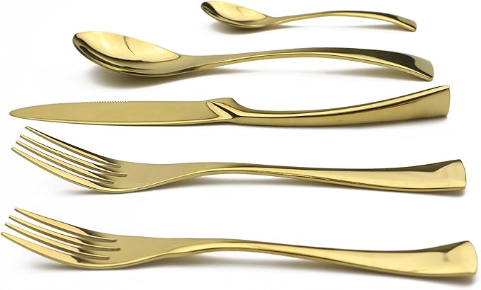 20-Piece 18/10 Stainless Steel Gold Flatware Set, Serive for 4