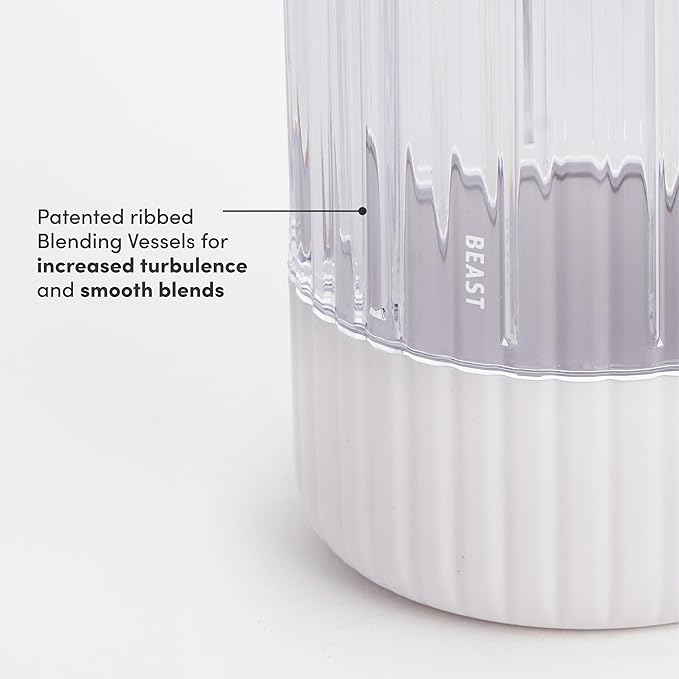 The Beast Mini Blender Plus | Mini Countertop Kitchen Blender | Blend Smoothies and Shakes, Dressings, Sauces, Dips | Extra Vessels, Straw Cap and Straws Included | 600W (Cloud White)