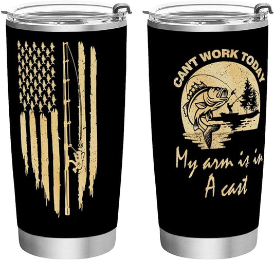 JUDIAN 20oz Fisherman Tumblers - Coffee Travel Mug Gifts for Husband, Dad, Grandpa, Boyfriend - Fishing Accessory