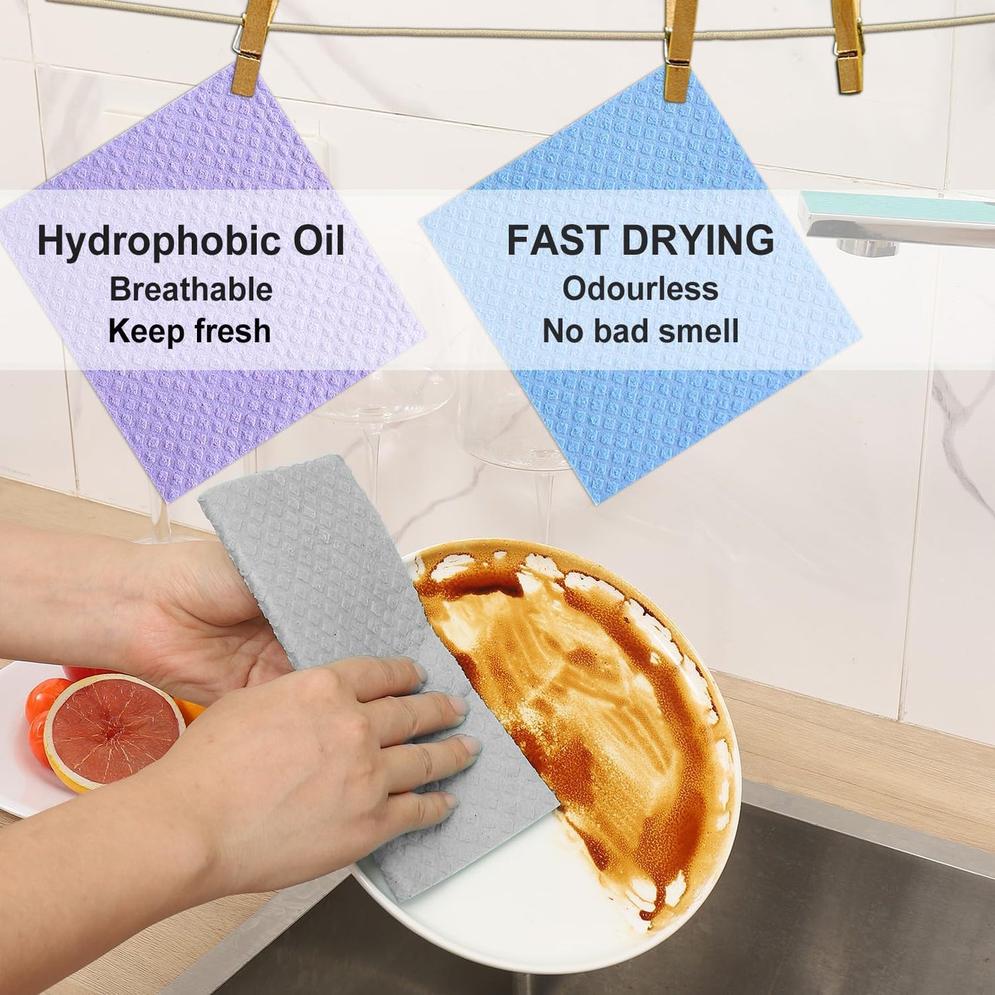 12 Packs Swedish Dishcloths for Kitchen, Reusable Paper Towels Compostable Swedish Dish Clothes for Kitchen and Household Use