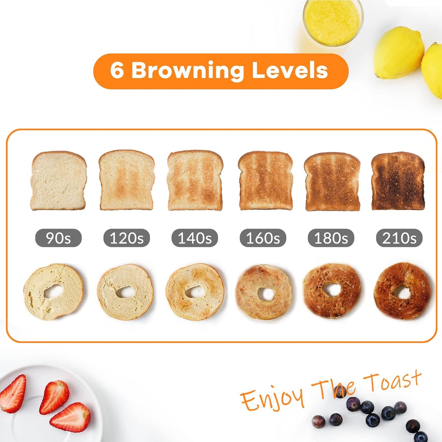 Mecity 4 Slice Toaster, Long Slot Toaster With Countdown Timer, Bagel/Defrost/Reheat/Cancel Functions,Warming Rack, Removable Tray, 6 Browning Settings, Extra Wide Slots, Stainless Steel, 1300W