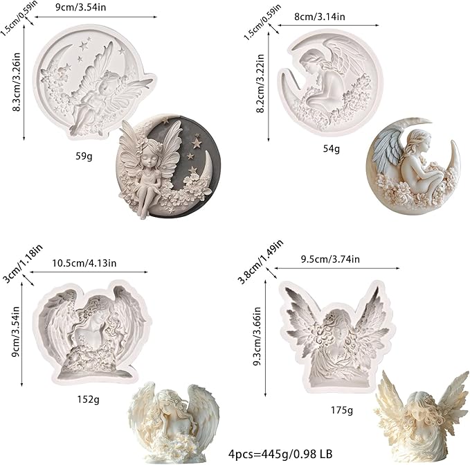 (Four-piece set) Moon angel, wing girl angel, DIY silicone mold, cake chocolate mold wedding cake decoration