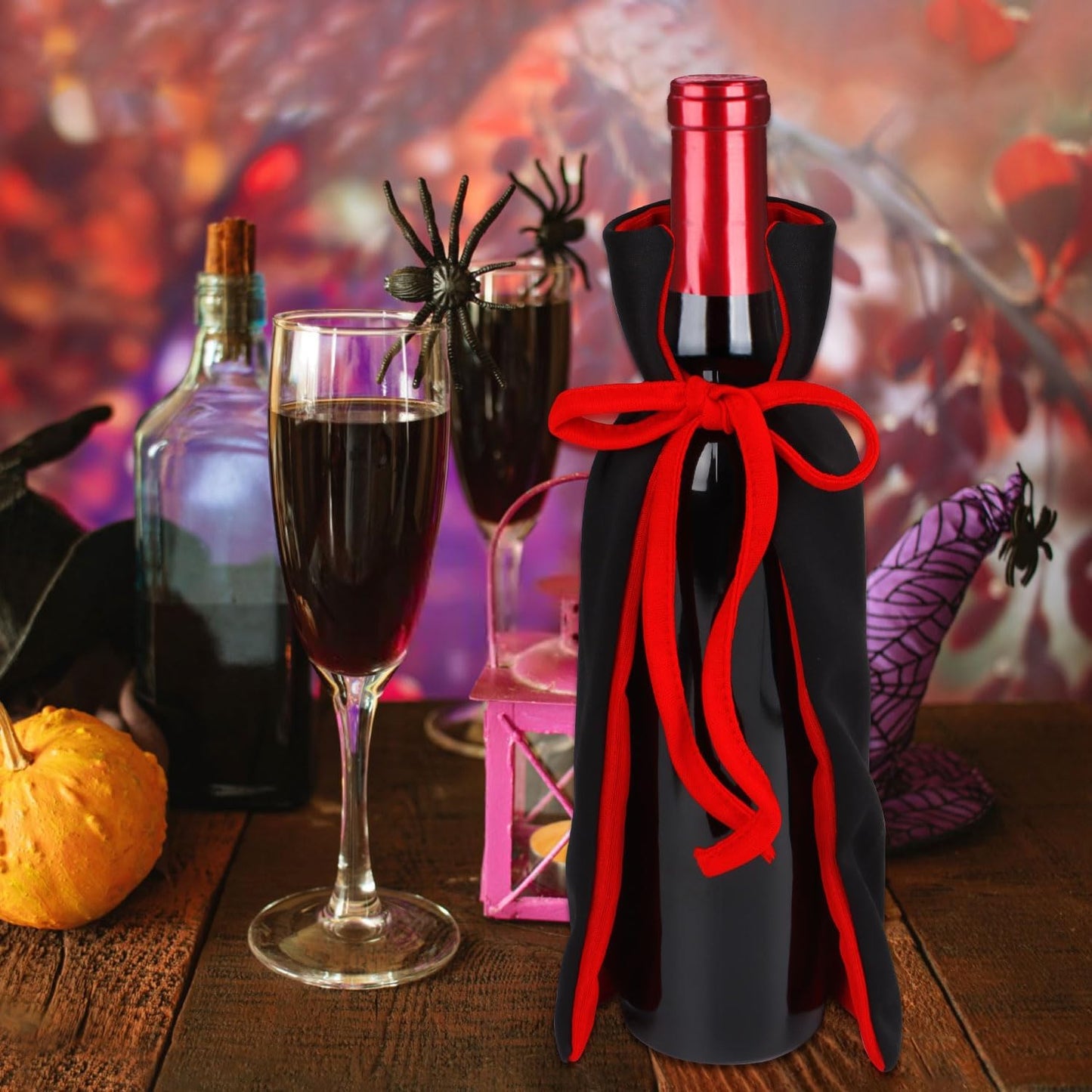 LOMIMOS Vampire Halloween Wine Bottle Cover,2pcs Dracula Halloween Wine Cover for Ghost Festival Dinner Ornament Hostess Best Party Table Decor