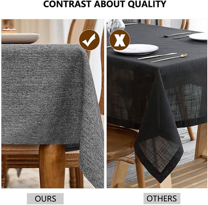 Table Cloth Rectangle Table Cover 55x95 Inches Faux Linen Wrinkle Free and Waterproof Gray Rectangle Tablecloth for Kitchen Dining Party Buffet Wedding