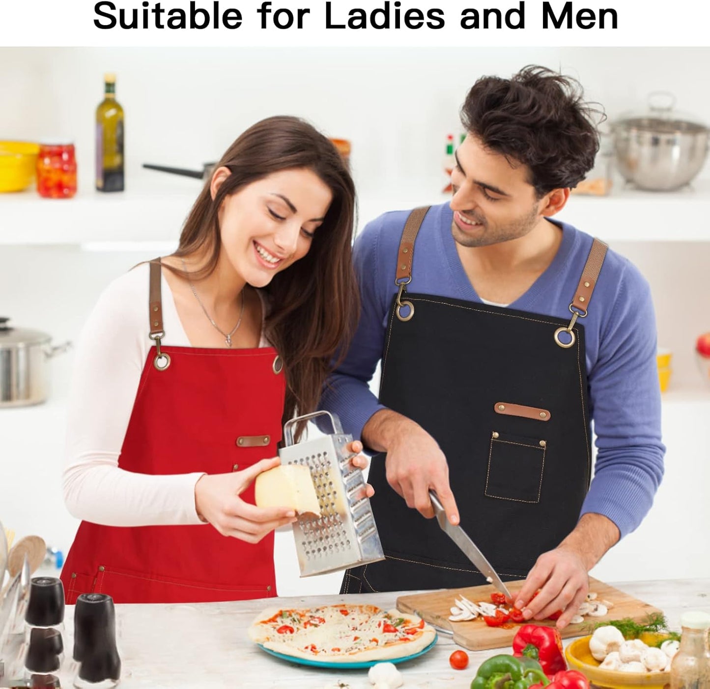 Genixart Chef Apron for Men Women with Gift Box Pack, Cross Back Apron with Pockets for Kitchen Cooking Baking Artist Painting, Cotton Canvas Work Aprons for Shop, Garden, Restaurant, Cafe (Black)