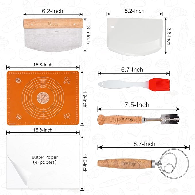 Ultimate Sourdough Bread Making Tool Kit - Bread Proofing Basket Accessories Kit - Gift Set