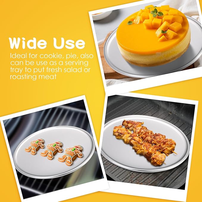 12 Pieces Pizza Pan Bulk Restaurant Aluminum Pizza Pan Set Round Pie Cake Plate Rust Free Cake Tray for Oven Baking Home Kitchen Restaurant Easy Clean(18 Inch)