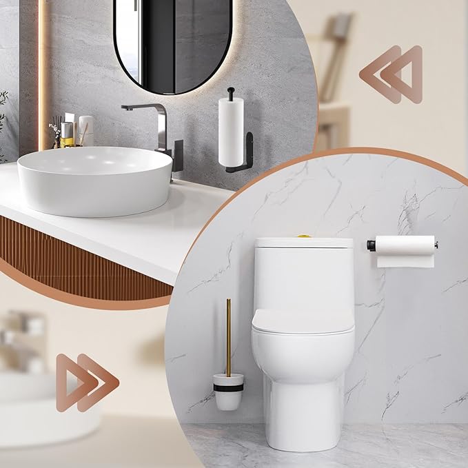 Paper Towel Holder Under Cabinet, Self-Adhesive Hanging Paper Towel Holder with Damping Effect, Under Counter Paper Roll Holder for Kitchen, Bathroom, RV