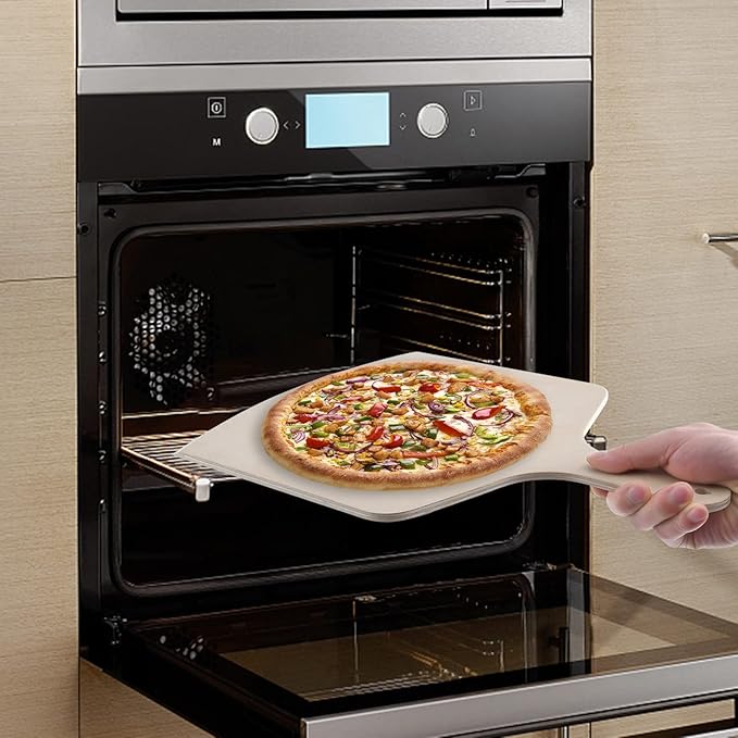 UPTRUST Pizza Peel, Premium Natural Wooden Pizza Peel 12 x 17 inch Rectangular, Large Pizza Spatula, Cutting Board for Baking Homemade Pizza and Bread - Set of 2