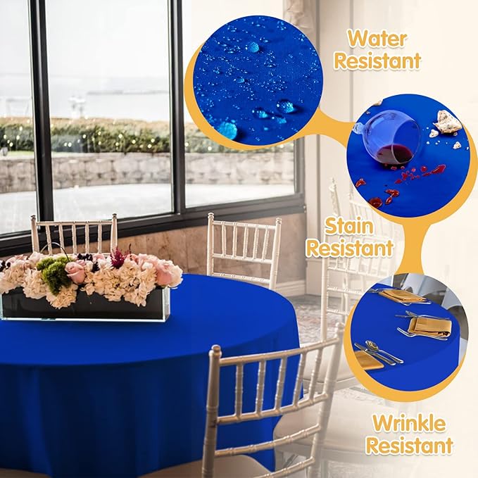BRILLMAX 6 Pack Royal Blue 70 Inch Round Tablecloths Fit 30" to 54" Tables (8-20" Drop) - Circle Bulk Linen Polyester Fabric Washable Cloth Cover for Wedding Reception Banquet Birthday Party Buffet