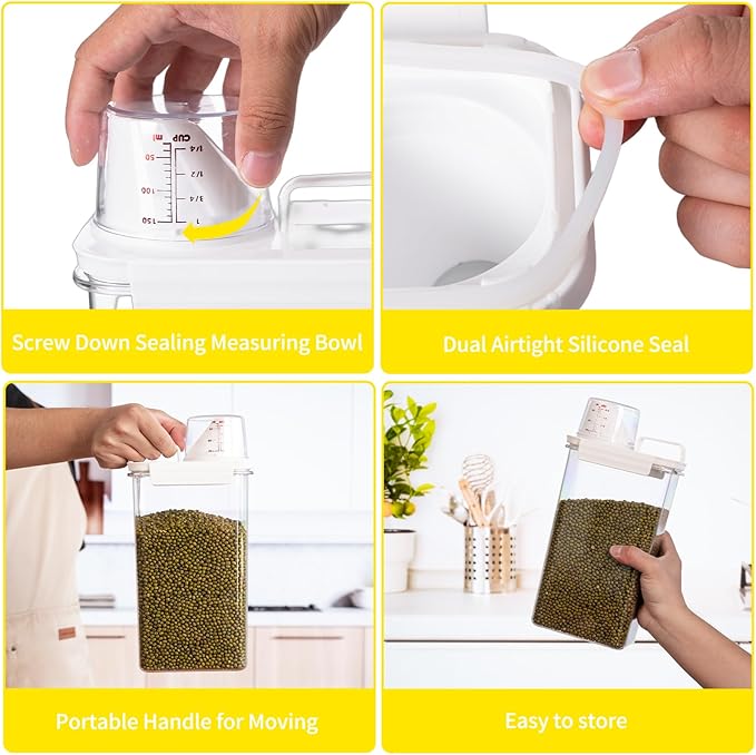 Rice Container, Rice Storage Container, 3-5 Lbs Tcereal Storage Container, Dog Food Storage Container, Suitable for Home Kitchen Rice, Soybean Food Storage