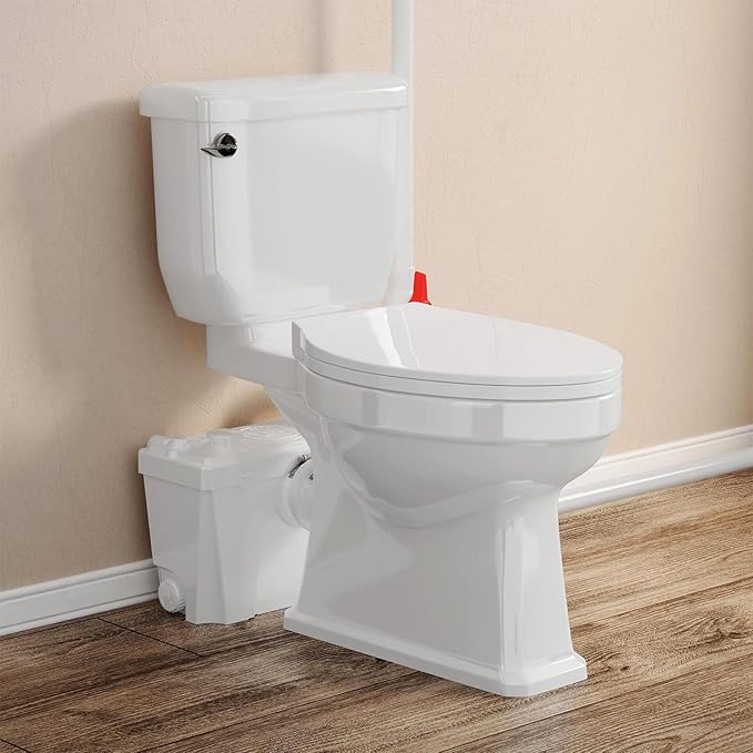 500Watt Upflush Toilet with Bidet Sprayer- Macerating Toilet withToilet Bowl,Toilet Tank and Macerator Pump with 4 Water Inltes for Kitchen Sink, Bathroom, Laundry