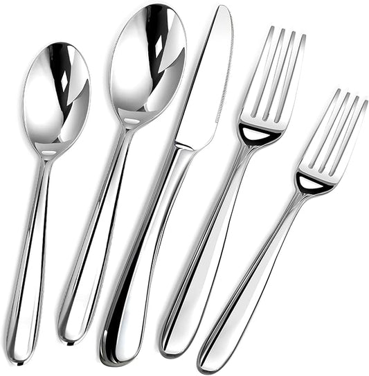 Heavy Duty Silverware Set for 12, 60 Piece Premium Stainless Steel Flatware Utensils Cutlery Set Including Steak Knife Fork and Spoon, Dishwasher Safe, Gift Package for Wedding Housewarming