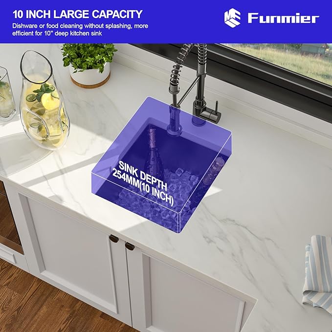 Black Bar Sink - 15 x 17 Undermount Kitchen Sinks Gunmetal Black Stainless Steel Single Bowl 16 Gauge Handmade Outdoor Wet RV Sinks