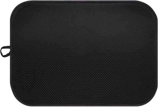 Black Dish Drying Mats 20" x 15", XL Kitchen Drying Mat for Counter, Microfiber Dish Dryer Mat, Microfiber Dish Rack Mat, Foldable Dish Drying Pad for Dishes, Pots, Pans (Black)