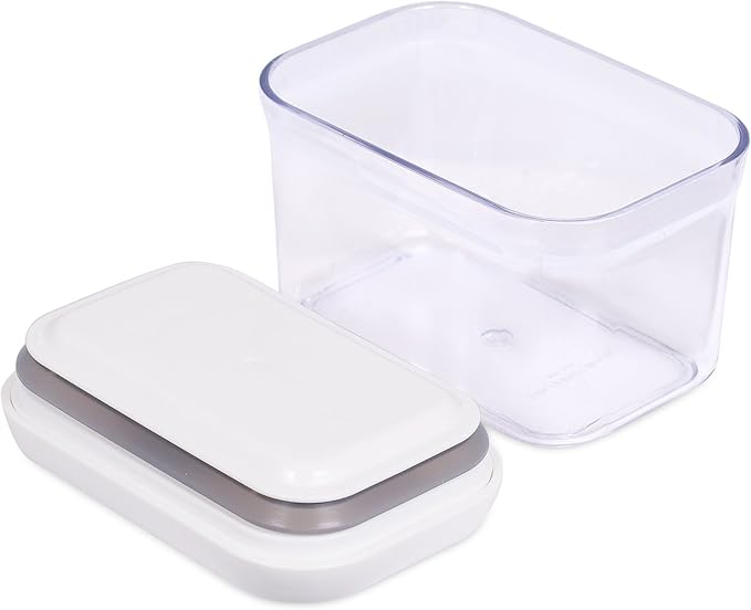 INTERNET'S BEST Spin Lock Airtight Kitchen Canisters - Food Storage Containers with Twist Lock for Sugar, Flour, Pasta, Nuts - Stackable Design - 2 Rectangular & 2 Square Clear Plastic Bins - Set of 4