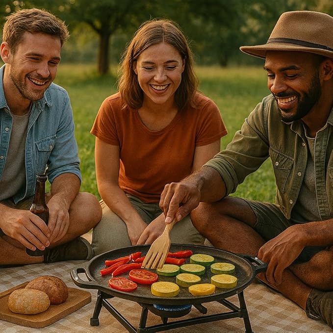 Cast Iron Griddle Pan (Tawa) 12-Inch with Dual Handles, Pre-Seasoned Flat Skillet for Flatbreads, Pancakes, Crepes, Eggs, Durable Cookware for Gas, Electric