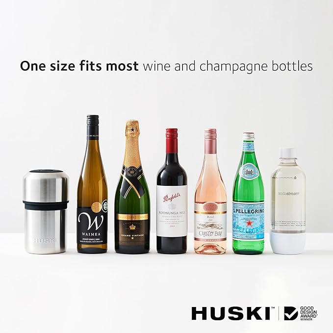 Huski Wine Chiller | Award Winning Iceless Design | Keeps Wine Cold up to 6 Hours | Wine Accessory | Next Generation Ice Bucket | Fits Some Champagne Bottles | Perfect Gift for Wine Lovers (Pink)