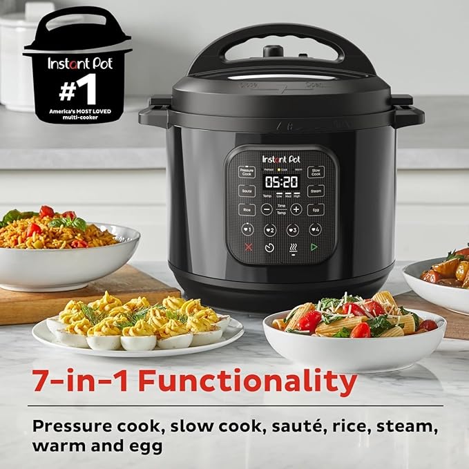 Instant Pot 8Qt RIO Chef Series 7-in-1 Multi-Cooker, Black – Pressure Cooker, Slow Cooker, Rice, Sauté, Steamer, Warmer & More, Nonstick Wide Base, Family Size Programmable Electric Pot