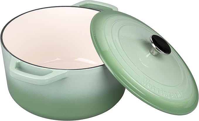 Enameled Cast Iron Dutch Oven Pot with Lid, for Bread Baking, Round Bread Oven- include Sourdough Bread Baking Supplies Set, 6QT, Green
