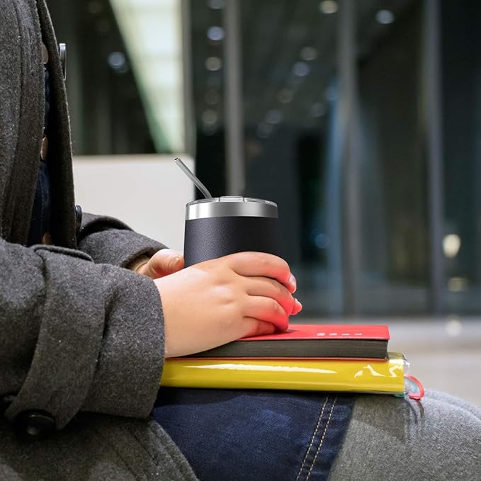 12oz Wine Tumbler with Lid With straw Stainless Steel Wine Tumbler Cups Double Wall Vacuum Insulated Travel Mugs Stemless Cup 25 Pack