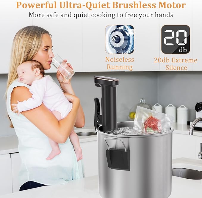 Sous Vide Cooker, Sous Vide Machine 1100 W, Immersion Circulator Precisional Cooker with Touch Control, Accurate Temperature, Ultra-quiet, IPX7 Waterproof, Fast Heating and Time Control