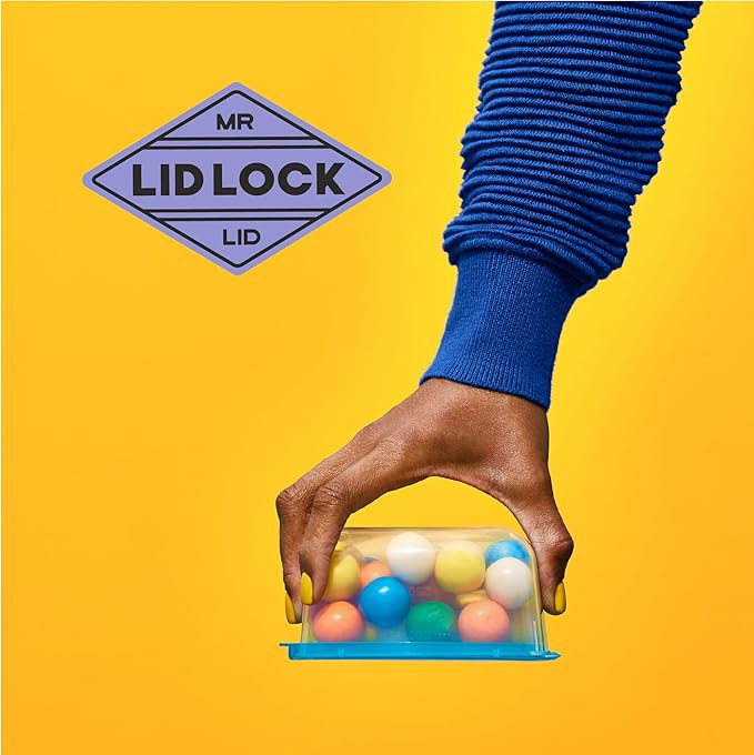 Premium Attached Food Storage Containers, Permanently Attached Plastic Lid, Never Lose & Space Saving Organization (10 Pack)