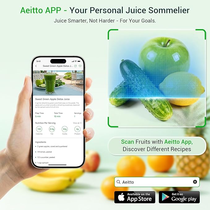 Aeitto Cold Press Juicer with 5.8" Extra Wide Mouth, Juicer Machines, Easy to Clean, Fit Whole Vegetables & Fruits, Professional Slow Masticating Juicers,Self Feeding, High Juice Yield