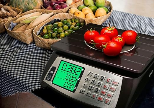 Price Computing Scale, Commercial Food Scale, Counting Function,66lb/30kg,1g, Rechargeable, Waterproof Design, Stainless Steel Keys,Large LCD for Produce, Farmers Market, Grocery, Deli, Meat, Retail
