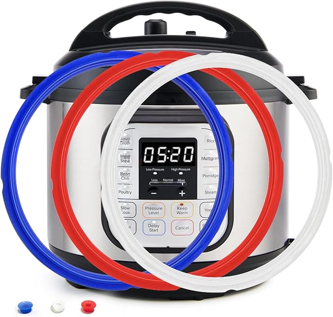 3 Pack Sealing Ring 3 Qt for Instant Pot Sealing Rings for MiNi 3 Qt Insta Pot, With 3 Float Valve Caps, Food-grade Silicone Instantpot 3Qt Sealing Ring, for Instant Pot 3 Qt, Red, Clear and Blue