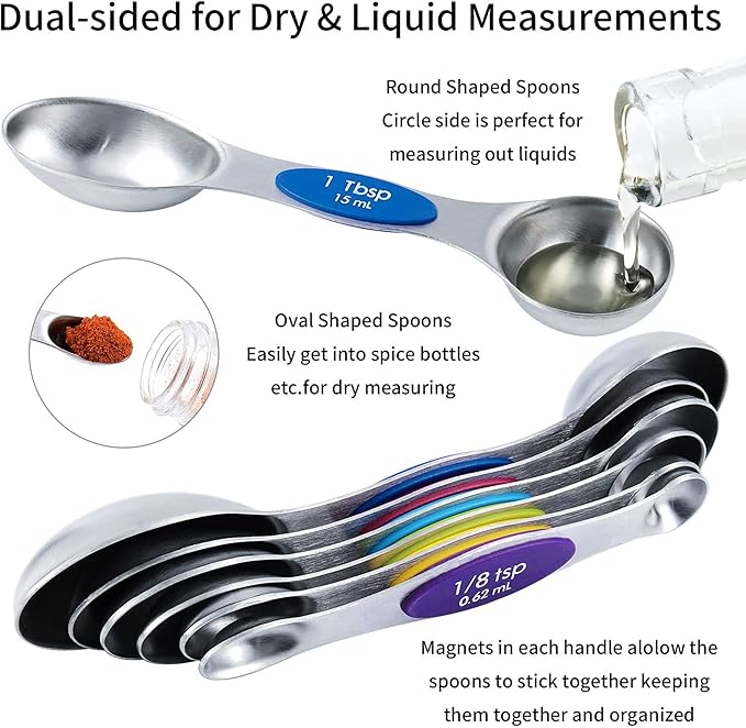 TILUCK Measuring Cups and Spoons Set, Stainless Steel, Kitchen Utensils for Cooking and Baking (13, Colorful)
