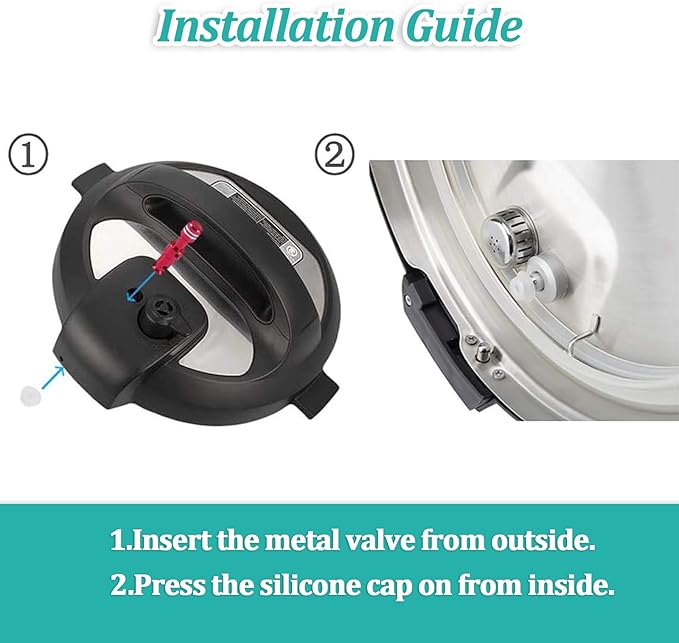 Zylione 2 Pack Float Valve - Replacement Parts with 6 Sealer Gasket - Replacement Float Valve wiht Silicone Caps for Pressure Cooker Duo/Duo Plus/Lux 8 QT,(2 Float Valves 6 Silicone Caps)