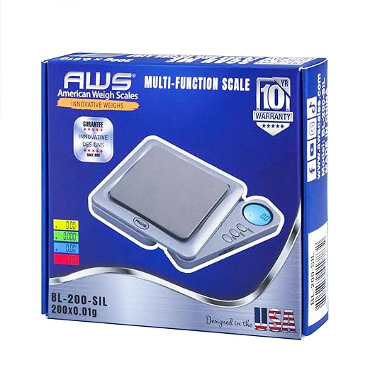 American Weigh Scales 200g x 0.01g Digital Pocket Gram Scale-Blade Series | Precision Mini Scale 0.01g Accuracy, Pocket Scale for Kitchen, Gold, Gems & Coin Scale, Smart Digital & Compact Scale