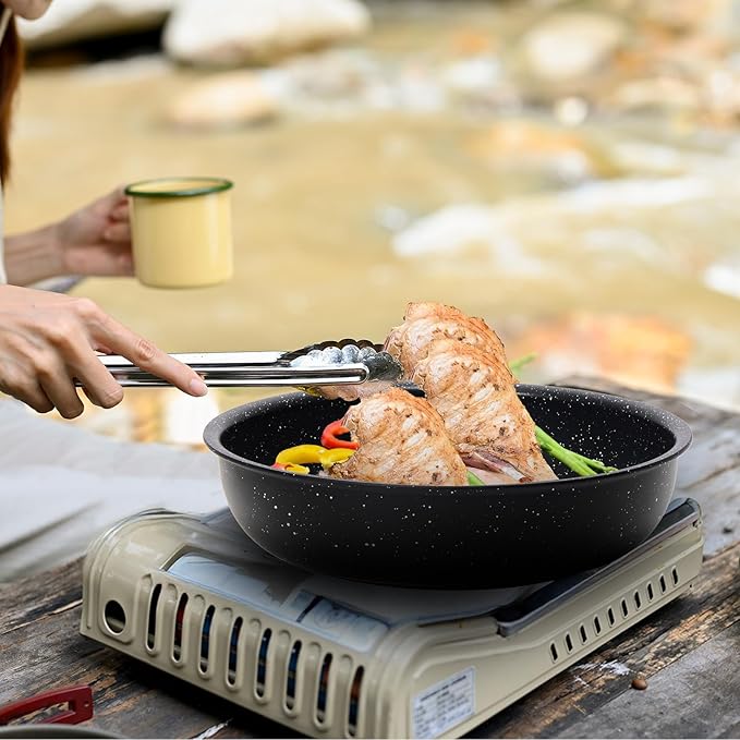 Sweetcrispy 12 pcs Pots and Pans Set, Nonstick Kitchen Induction Cookware Suit with Detachable Handle, Dishwasher Oven Safe, Pitch Black