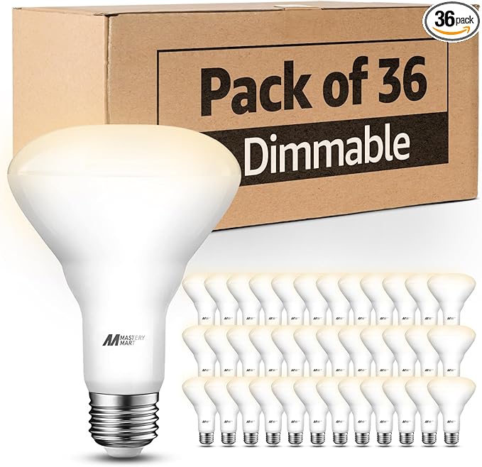 36 Pack BR30 LED Bulbs, 65W Equivalent, 2700K Soft White, 700 Lumens, Flicker-Free, Dimmable Recessed Can Flood Lights for Home & Kitchen, Long Lasting & Energy Efficient, E26 Base, UL Listed