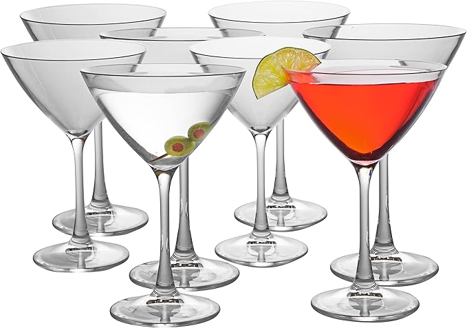 D'Eco Unbreakable 9 oz Martini Glasses (Set of 8) - 100% Tritan Glassware- Reusable Shatterproof Espresso & Dirty Martini Glasses- Great for Summer Pool Parties, Girls' Nights - Wedding Gift Idea