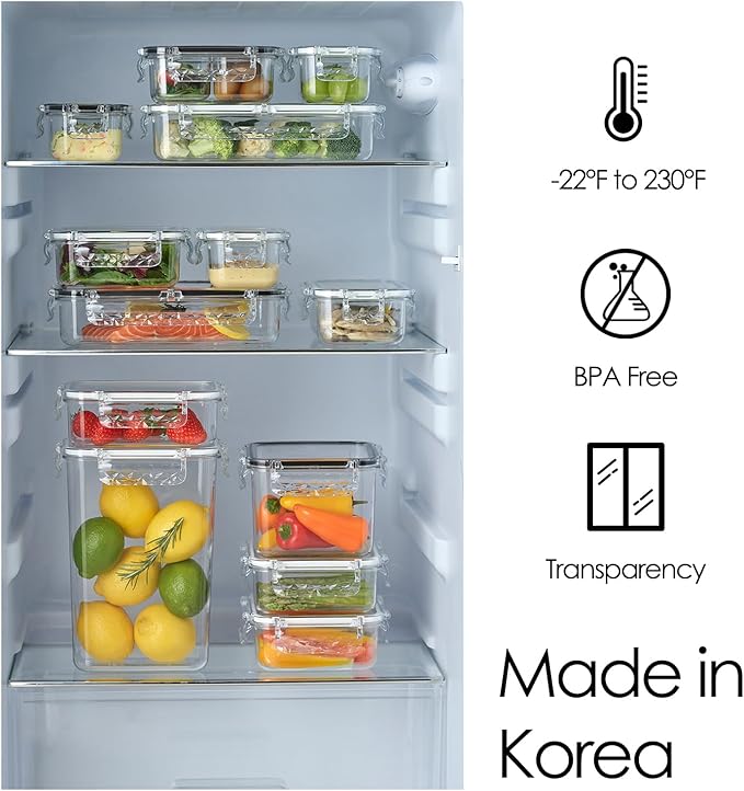 Airtight Food Storage Container with Lid(21.5 + 26.5 oz ,5 Removable Boxes) - Tritan 100% | BPA-Free | Candy and Nuts Organizer| Fruits, Vegetables | Travel, Party and Picnic | Meal Prep| Lunch box