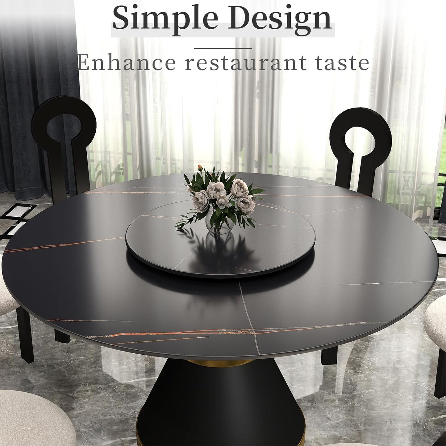 31.5" Lazy Susan for Table Top Sintered Stone Rotating Serving Tray for Dining Table, Kitchen Lazy Susan Organizer Spinning Rotating Food Server Party Centerpieces