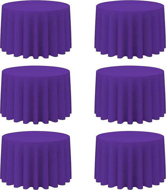 BRILLMAX 6 Pack Purple Round Tablecloths 108 Inch - Circle Bulk Linen Polyester Fabric Washable Table Cloth Cover for Wedding Reception Banquet Birthday Party Buffet Restaurant