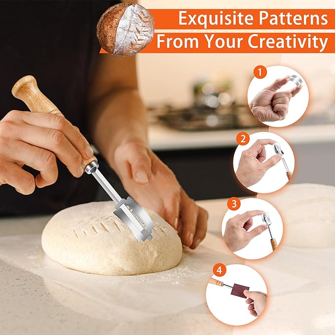 P&P CHEF Complete Sourdough Starter Kit, Sourdough Bread Baking Supplies Set, 9'' Round Bread Proofing Basket with Other Dough Making Tools, Ideal for Bread Making Baking Fermentation