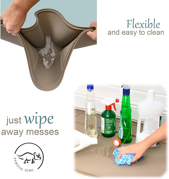 The Original Under Sink Mat - Adjustable Silicone mat, Waterproof Under The Sink Bathroom Vanity Mat - 28" x 19" or smaller
