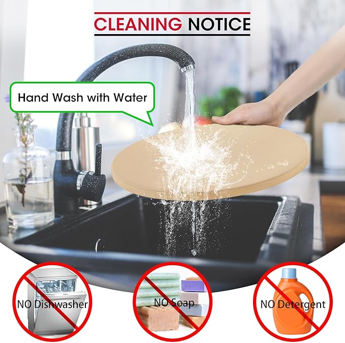 Unicook Pizza Stone for Grill Oven, 15 Inch Round Baking Stone, Heavy Duty Cordierite Bread Cooking Pan, Thermal Shock Resistant, Ideal for Making Crisp Crust Pizza, Bread and More, Includes Scraper