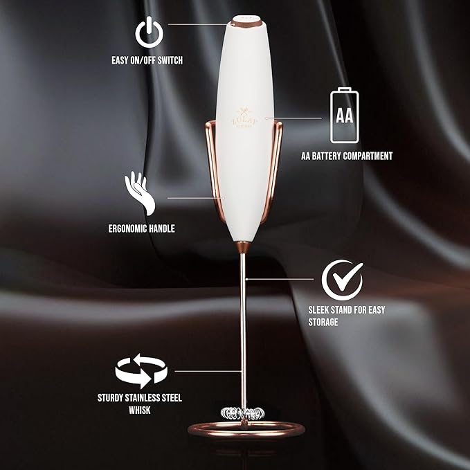Zulay Kitchen Executive Series Luxury Gift Milk Frother with 4 Duracell Batteries – Handheld Electric Foam Maker for Coffee, Lattes & Hot Chocolate – Deluxe Finish, Ultimate Gift for Coffee Lovers