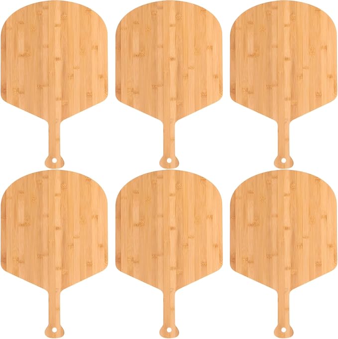 Norme 6 Pcs Bamboo Pizza Peel Set, Wooden Pizza Paddle with Handle, Wood Cutting Board, Oven Accessory for Breads, Cheese, Fruit, Vegetables, Kitchen Accessories(21.9 x 14 Inch)