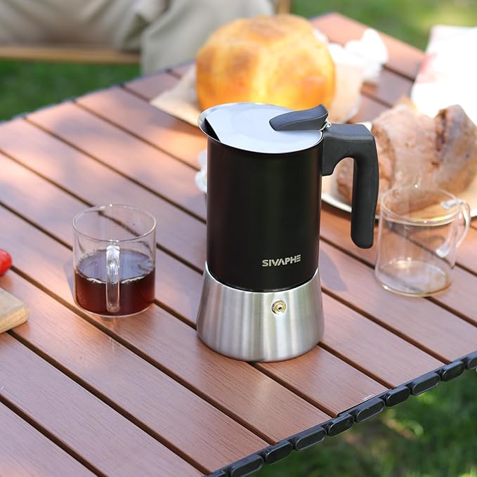 Sivaphe Stainless Steel Stovetop Espresso Brewer 6 Cup Induction Mocha Pot Cuban Coffee Maker Italian 10 fl.oz máquina de café expreso