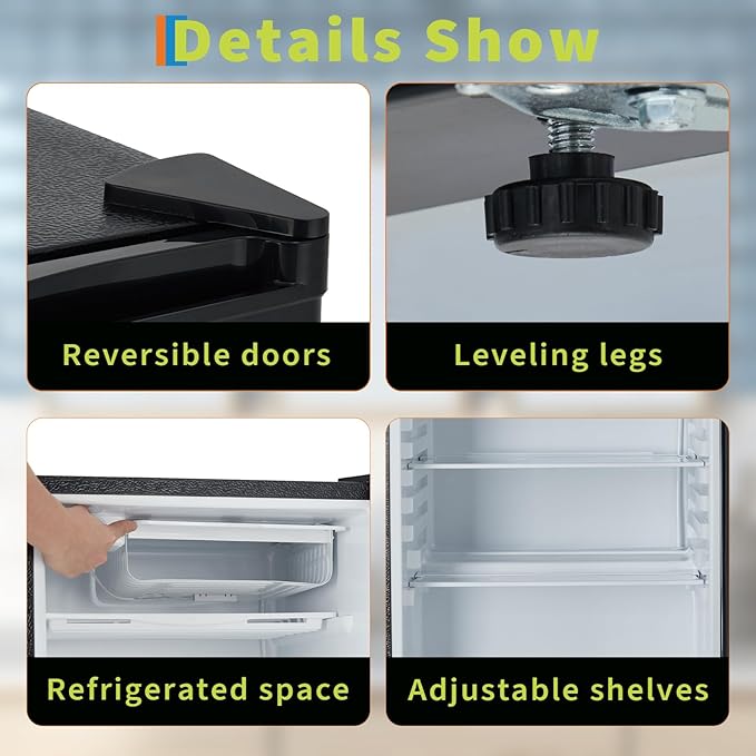 4.5 Cu. Ft. Compact Refrigerator | Single Door Mini Fridge with Energy-Efficient & Quiet Operation | for Dorm, Office, Bedroom, Kitchen, Bar Use with Adjustable Shelves