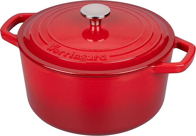 Enameled Cast Iron Dutch Oven Pot with Lid, for Bread Baking, Round Bread Oven- include Sourdough Bread Baking Supplies Set, 6QT, Red