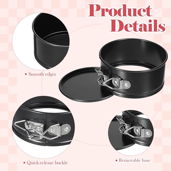 8Pcs Springform Pans Nonstick, 4.7 Inch Stainless Steel Springform Cake Pan with Removable Bottom Round Mini Cheesecake Mold for Cakes, Cheesecakes, Pizzas and Quiches